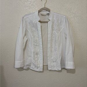 Chico's White Embroidered Blazer